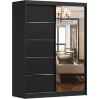 MOEBLO Kleiderschrank LARA 05 (mit Spiegel Schwebetürenschrank 2-türig Schrank mit vielen Einlegeböden und Kleiderstange, Gaderobe Schiebtüren Schlafzimmer-Wohnzimmerschrank Modern Design), (BxHxT): 150x200x61 cm