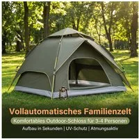 AIMAX Wurfzelt Camping Zelt 3-4 Personen, Pop Up Kuppelzelt, Wasserdicht, 230x230 cm