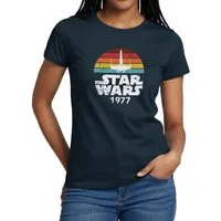 Spreadshirt T-Shirt Star Wars Schriftzug 1977 Retro Frauen T-Shirt (1-tlg)