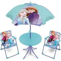 Arditex Kindertisch Kinder-Tischset mit 2 Stühlen & Sonnenschirm in verschiedenen Motiven, Robust, 2 Stühle, Sonnenschirm, Frozen-Motiv, abnehmbar