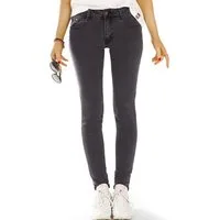be styled Skinny-fit-Jeans dungelgraue Damenjeans, medium waist Röhrenhose slim fit j8f-1