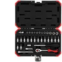 Red Steckschlüssel-Satz 1/4", 33-teilig rot, mit Umschalt-Knarre, SW 4mm - 13mm