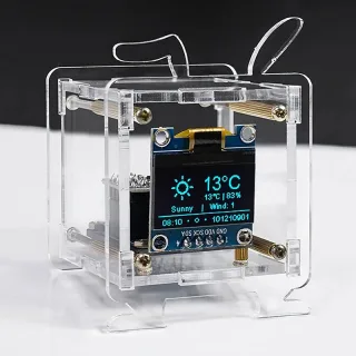 DC5V ESP8266 DIY Electronic Kit Mini Clock Kits OLED Display with Shell DIY Soldering Project