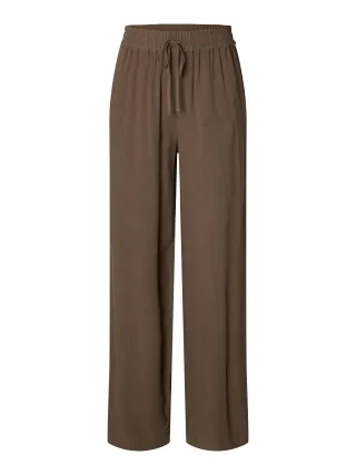 selected women - SLWVIVA-GULIA HW LONG SUN PANT NOOS Chocolate Chip - Gr. - 38
