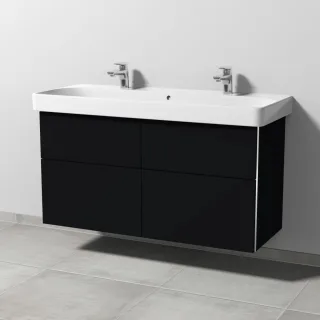 Sanipa 3way Waschtischunterbau zu Geberit Smyle Square Waschtisch mit 4 Auszügen, Schwarz-Matt BS67308