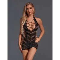 CHRISTINE LE DUC Negligé Kleid Glitter - Schwarz
