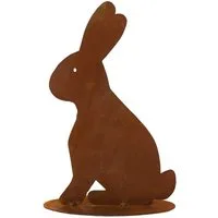Rostikal Gartenfigur Osterdeko Figur Hase Ostern Frühling, echer Rost