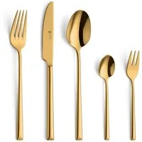 Paul Wirths Besteck-Set VIVENDI (30-tlg), 6 Personen, Edelstahl Rostfrei 18/10, Handreinigung empfohlen, goldfarbener PVD Veredelung, hochglanzpoliert