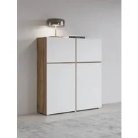 OTTO home Hochkommode Cross,Breite 119,5 cm, moderne grifflose Hochkommode mit 4 Türen, Hochschrank, Höhe 139 cm mit viel Stauraum, Einlegeböden verstellbar