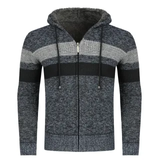 Herren Winter ubergangsjacke Strickjacke mit Kapuze Gefuttert Grobstrick Kapuzen Warme Jacke Hellgrau