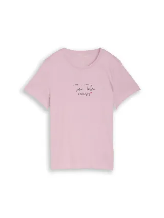Tom Tailor - T-Shirt mit Logo-Print light elderberry - Gr. - M