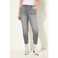 MIAMODA Regular-fit-Jeans Jeans Skinny Fit Zierperlen an den Taschen