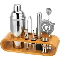 YMQHBS Cocktail Shaker Cocktail Shaker Cocktail Set 10-teilig Edelstahl, Edelstahl, (Set, 10-tlg., Messbecher, Löffel, Ausgießer, Rührstab, Zange, Shaker, Flaschenöffner), 750 ml Shaker