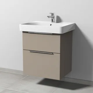 Sanipa 3way Waschtischunterbau zu Geberit Smyle Square Waschtisch mit 2 Auszügen, Sandgrau-Matt UF67067