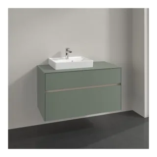 Villeroy und Boch Collaro Waschtischunterschrank C014B0AF 100x54,8x50cm, Waschtisch links, LED-Beleuchtung 7,3 W, soft green