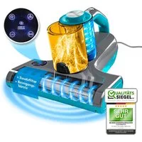 CLEANmaxx Matratzenreinigungsgerät Milbensauger Rotation Power mit UV-C-Licht & HEPA-Filter, 450 W, beutellos, Handstaubsauger für Matratzen, Ultraschall & Wärme