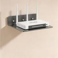 FELIXLEO Wandregal Router Regal Beamer Wandhalterung Edelstahl Rack Grau 23x17.5cm, 1-tlg.