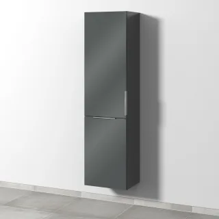 Sanipa 3way Stauraumschrank mit 1 Tür und 1 Wäschekorbklappe, Anthrazit-Glanz UF18479