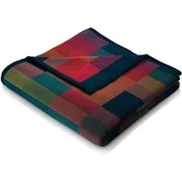Wohndecke Color Squares blue, blau-bunt karierte Decke in 150x200, Baumwoll-Mix, Biederlack, Made in Germany