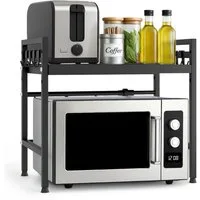 Allyson Regalelement Multifunktions-Mikrowellenregal Ausziehbares & Höhenverstellbar, Packungs-Set, 2-stufig, ausziehbar 40-64cm 50kg Tragkraft