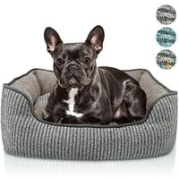 Bluzelle Tierbett Kuscheliges Hundesofa - M, Kunstleinen, Teddy-Fell Plüsch, Hundebett / mittelgroße Hunde / Waschbar / Hundekorb & Tier-Kissen