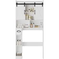 FiveWillowise Badkommode mit Schrank & Türen - 82x20x172 cm für Waschmaschinenbereich, Weiß