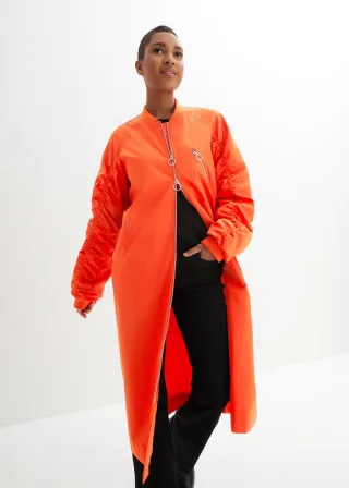 bonprix Blouson-Mantel mit Strickkragen, orange, Gr.40, Lässig-moderner Mantel mit Raffdetail am Ärmel, Strickbündchen und Leistentaschen