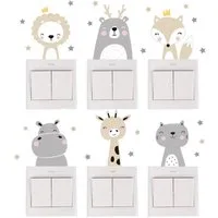 Montegoni Wandtattoo 6 Stk. Boho Farbe Cartoon Tiere Schalter Aufkleber Steckdosenaufkleber (Wandsticker, Wanddeko für kinderzimmer), für Baby Kinderzimmer Wand Abziehbilder Sterne wohnkultur