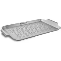 BURNHARD® Grillschale Edelstahl Grillschale groß 42,5 x 25 x 2 cm