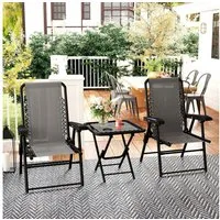 Outsunny Balkonset mit klappbar Bistrotisch, Becherhalter, Gartenstühlen, (Bistro Set, 3-tlg., Gartenmöbel Set), Dunkelgrau