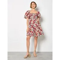 Apricot Minikleid mit Smokdetails