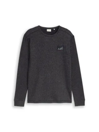 Tom Tailor - Strukturiertes Longsleeve blau - Gr. - M