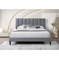 Home Collective Polsterbett 140x200 160x200 & 180x200 cm mit Lattenrost und weichem Bezug (Bettgestell Doppelbett mit gepolstertem Kopfteil, robustes Gestell, hoher Liegekomfort), vertikaler Steppung, 180x200 cm, Grau