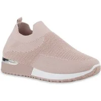 VAN HILL 21710538 BK113 Damen Sportschuhe Pink 38 Slip-On Sneaker Damen Slip Ons Sportschuhe Sportliche Strick Profil-Sohle