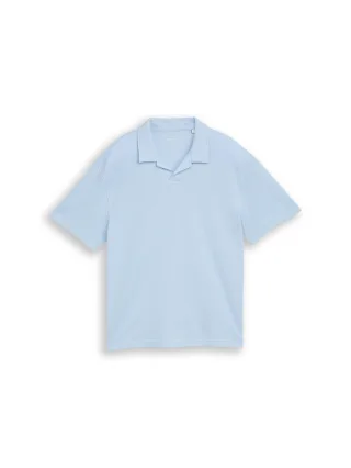 Denim Tom Tailor - Relaxed Fit Resort Poloshirt mit Waffelstruktur light metal blue - Gr. - S
