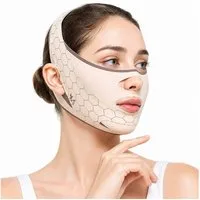 COOL-i ® Nachtbandage Gesichtsband V-Form, verstellbare Kinnmaske, atmungsaktiv & wiederverwendbar für Gesichtspflege & Kontur