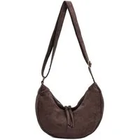 ITALYSHOP24 Schultertasche Damen Tasche MOON Halbmond Cross Over Body Bag Umhängetasche Suedette, Tragekomfort Hüft Brust Bauch Gürtel Rücken Slingtasche Wildlederoptik