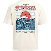 Neverless Oversize-Shirt Herren T-Shirt - Japan Wave - Oversized Relaxed Fit Sommer Fashion mit Print