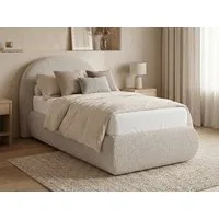 Beautysofa Polsterbett MOTTI 90x200 mit Bettkasten und gepolstertem Kopfteil (mehrere Farben, Bouclé-Stoff), wahlweise ohne Matratze oder mit Matratze