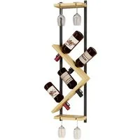Yorbay Weinregal Wand für 4 Flaschen & 4 Gläser Flaschenregal für Wein, Aufbewahrung für Küche, Wohnzimmer, Bar