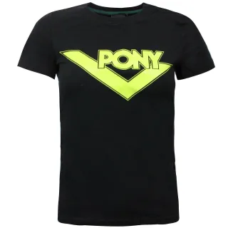 Pony Womens Kurzarm T-Shirt Branded Graphic Top Black 912W2A72BLK