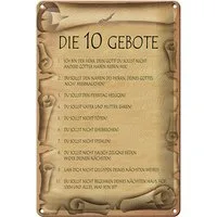 Femer GmbH Metallschild Spruch 20x30cm die 10 Gebote Gottes bin Herr, (1 St), gewölbte Oberfläche, abgerundete Ecken, umgeschlagene Kanten