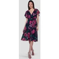 Goddiva Midikleid Printed Lurex A Line Flutter Sleeve Midi Dress knielang