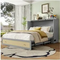 Flieks Schrankbett Umwandelbares Holzbett 140x200cm mit Schublade und Aufladenfunktion