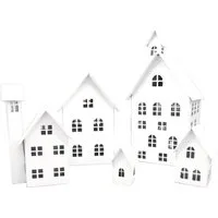 UNUS HOME Teelichthalter Deko Häuser Metall 5er Set (5 St., 5er Set verschiedene Farben), Dekohaus Metallhaus Teelichhäuser beleuchtbar für drinnen und draußen