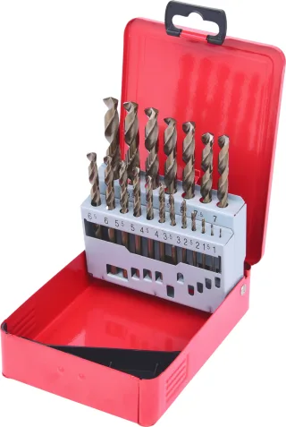 KS Tools HSS-G Co 5 Spiralbohrer-Satz, Stahlblechkassette 19-tlg 1-10mm - 330.3610