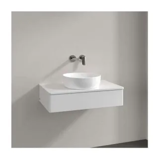 Villeroy und Boch Antao Waschtisch-Unterschrank L08050GF mit Beleuchtung, 1 Auszug, 800 x 190 x 500 mm, Front ohne Struktur, Glossy White Lacquer / Glossy White Lacquer