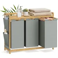 SONGMICS Wäschekorb, 2/3/4 Fächer, Bambus, Wäschesammler 100/150/200 L, Wäschesortierer