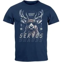 Neverless Print-Shirt Herren T-Shirt Servus Hirsch Trachtenshirt Modern Techno Style mit Print
