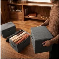 Sekey Aufbewahrungsbox Aufbewahrungsboxen mit Deckel 45L Stapelbar Faltbare Ordnungsboxen (3 St), 3er Set, Organizer Kleidung Vliesstoff Boxen für Schrank Regal